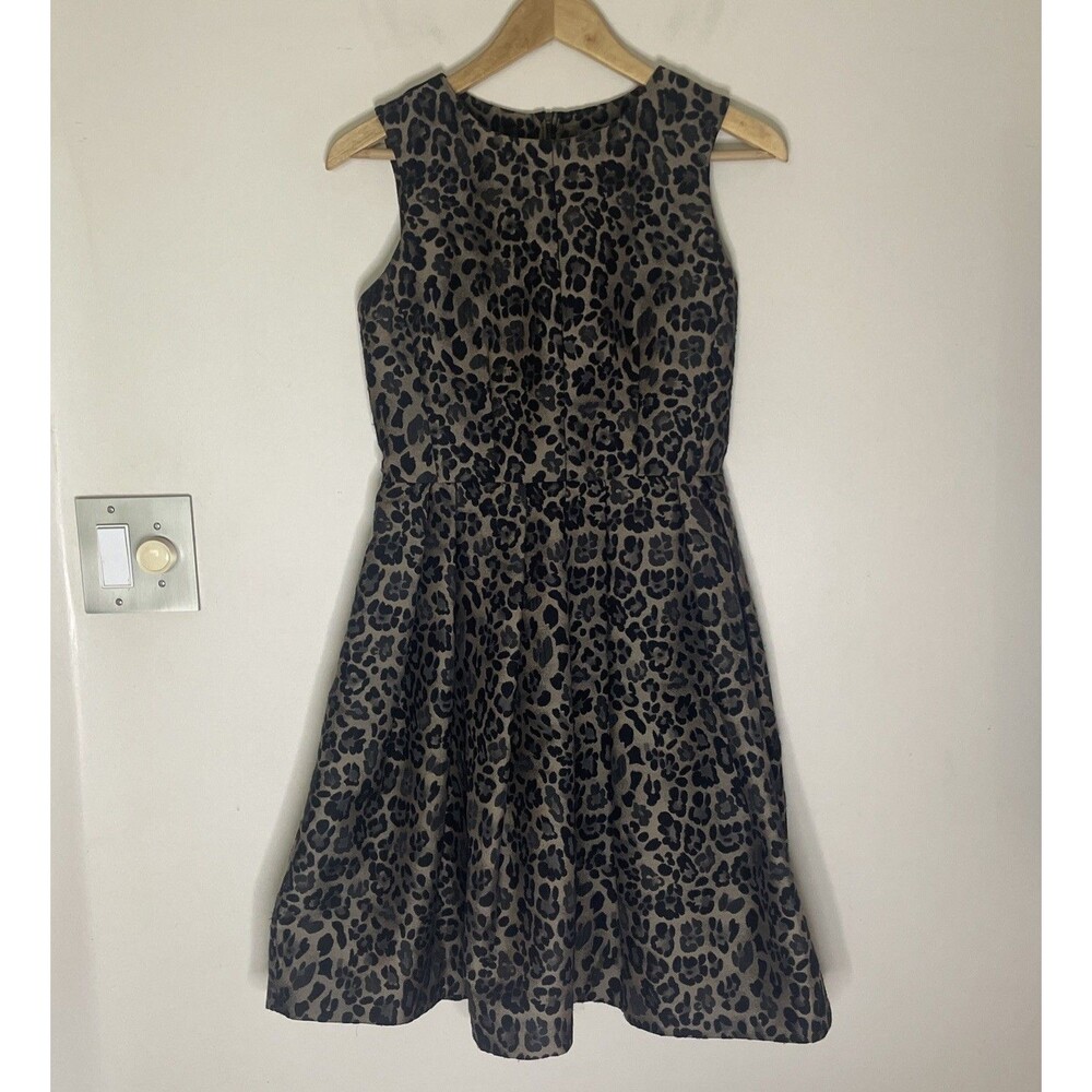 Taylor Fit Flare Dress Box Pleats Nordstroms Leopard Print Classy Party Wool 2